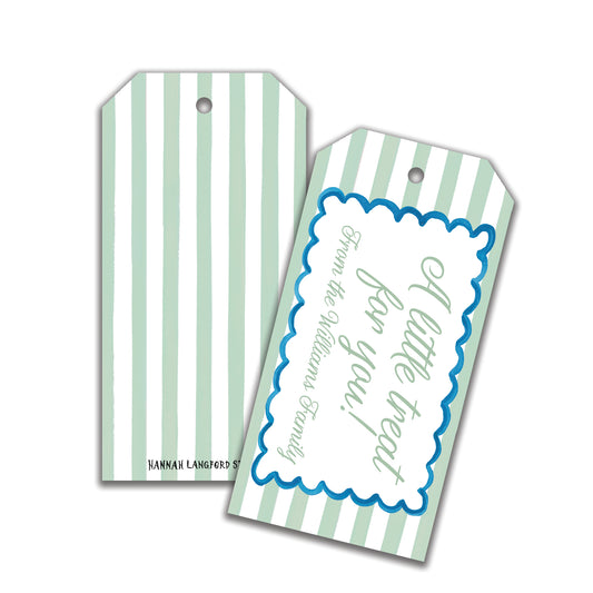 Green Striped Scallop Gift Tags