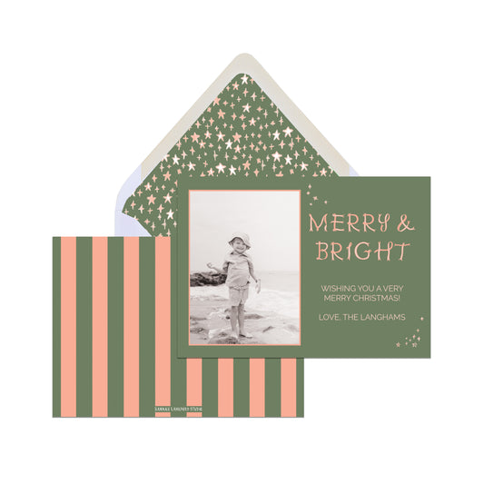 Merry & Bright Ribbon Christmas Card