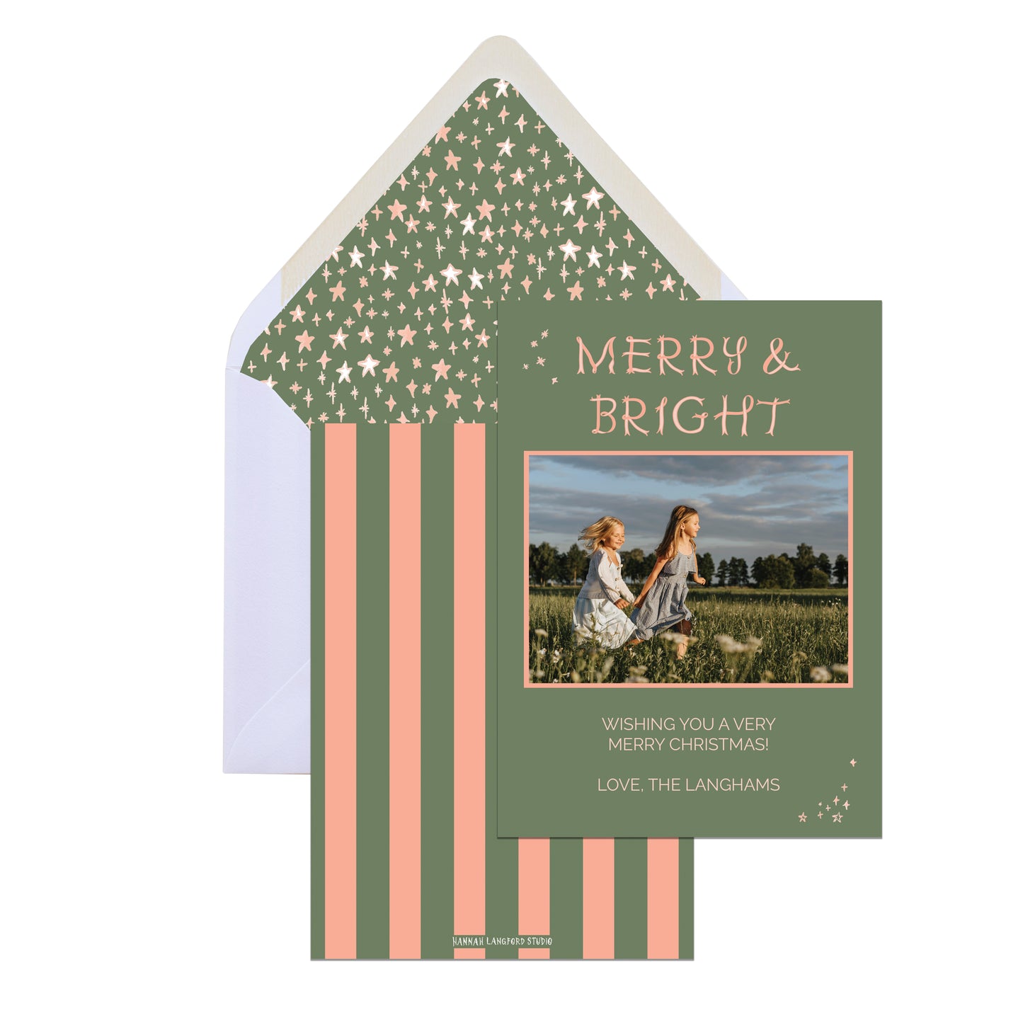 Merry & Bright Ribbon Christmas Card