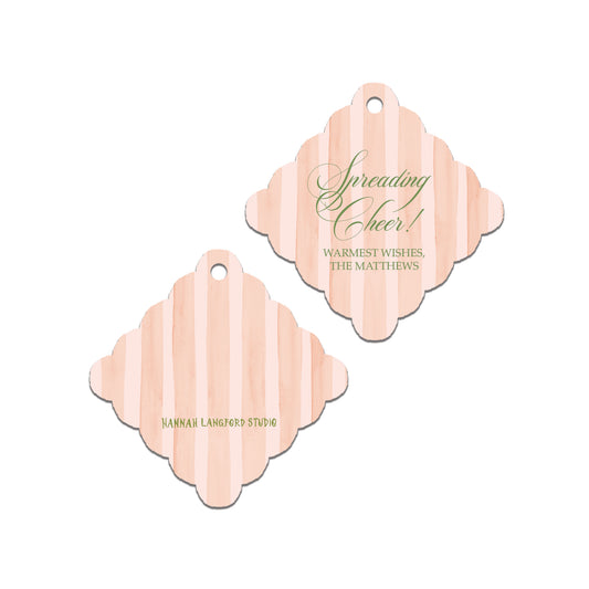 Pink Striped Scallop Gift Tag