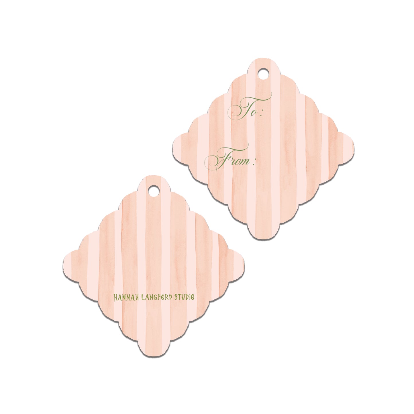 Pink Striped Scallop Gift Tag