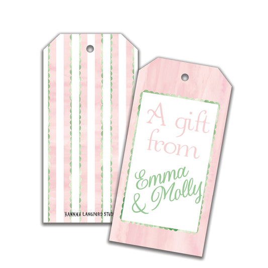 Pink Beaded Border Gift Tags