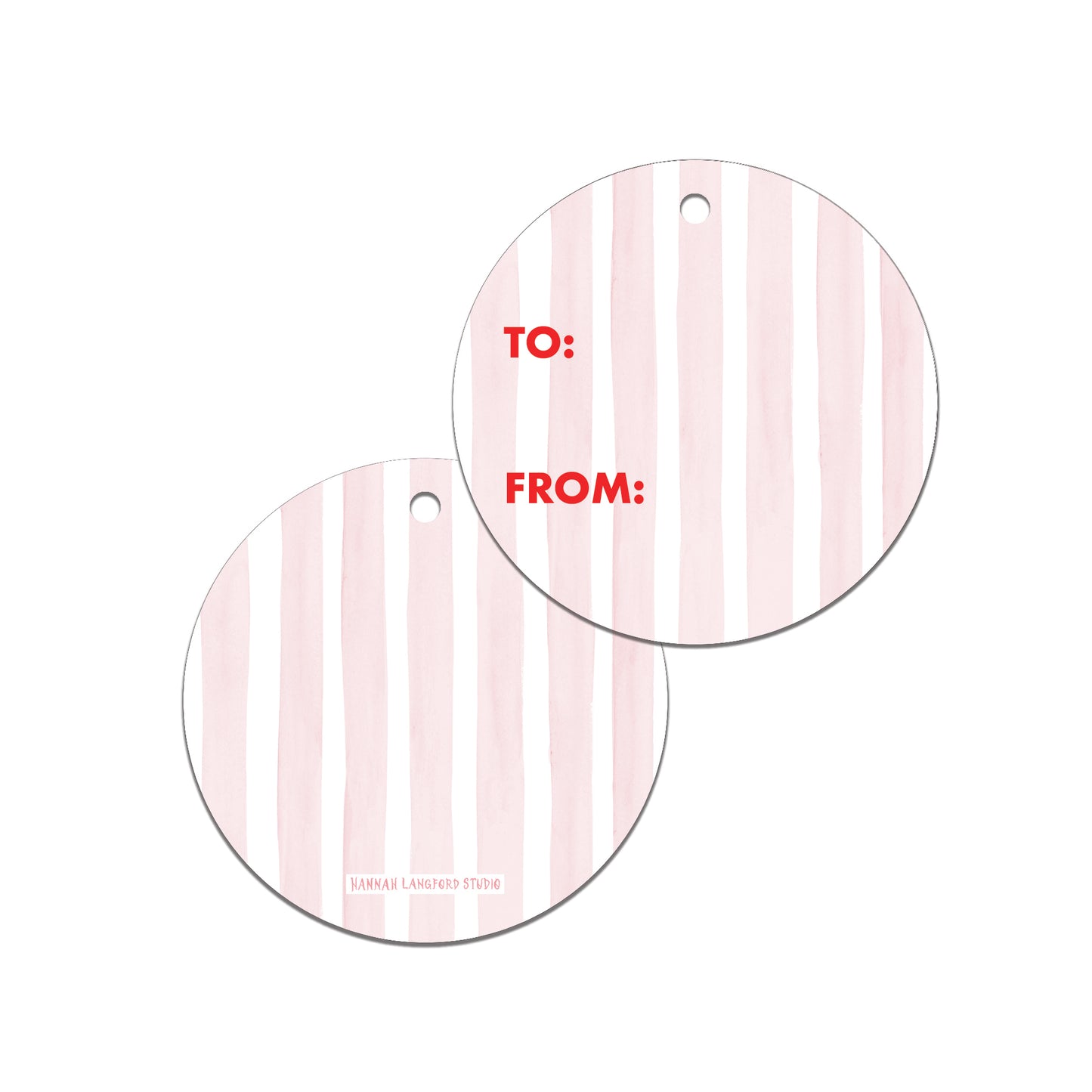 Pink & Red Stripe Christmas Tag