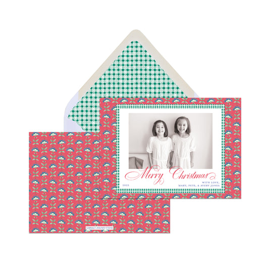 Red Block Print Christmas Card