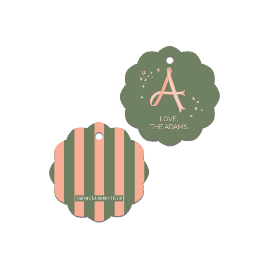 Ribbon Initial Scalloped Gift Tag