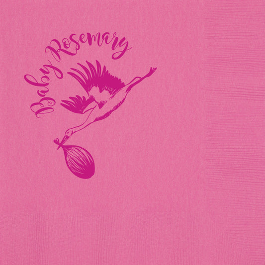 customizable beverage napkin featuring a stork