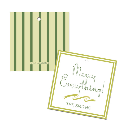 Green Vintage Stripe Gift Tag