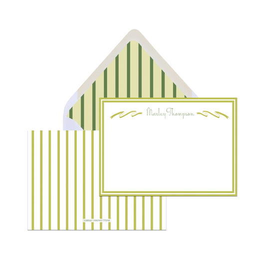 Vintage Stripe Stationery, Green