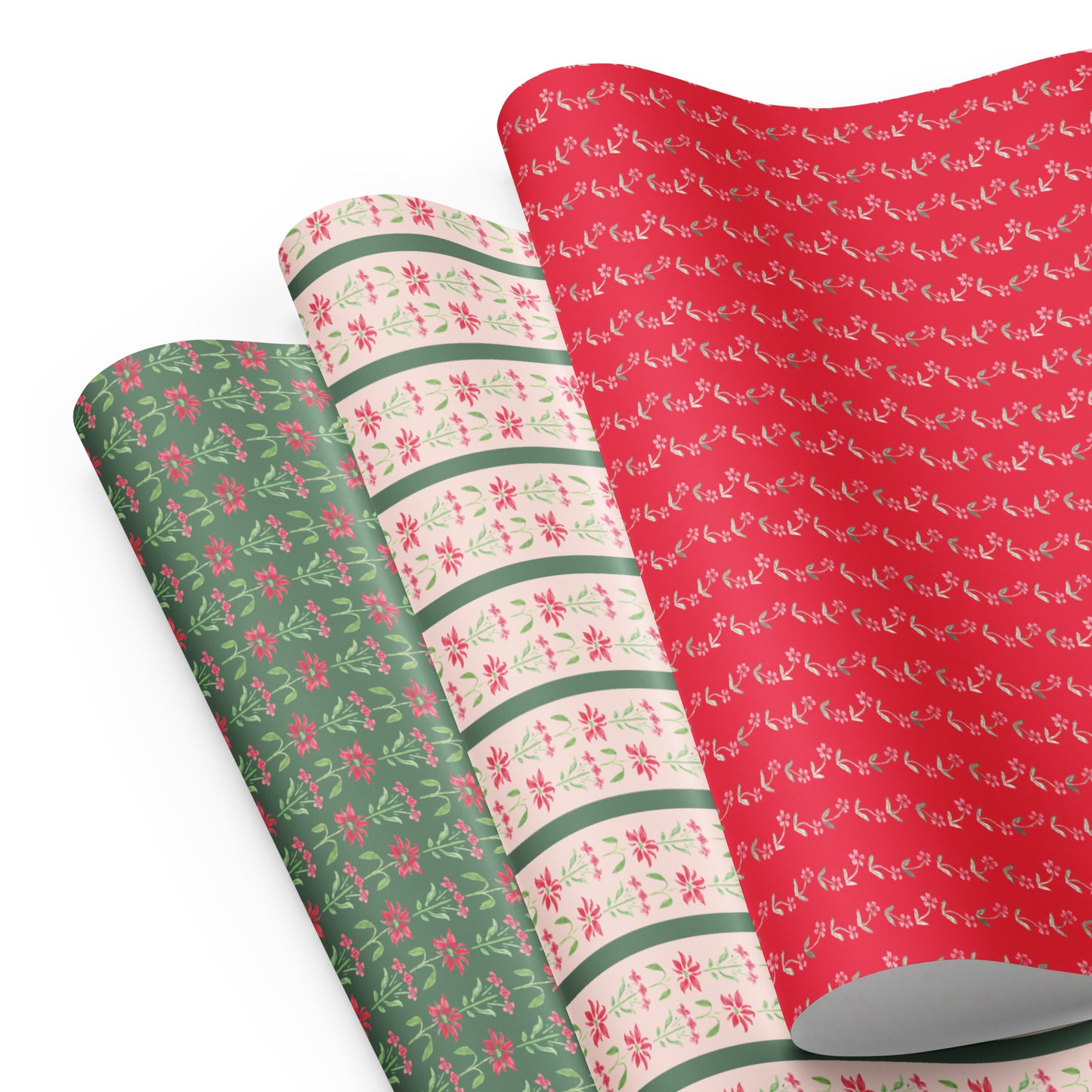 Folksy Poinsettia Gift Wrap