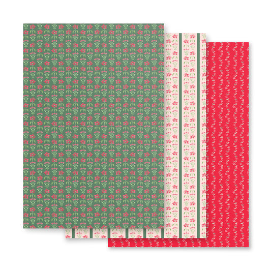 Folksy Poinsettia Gift Wrap